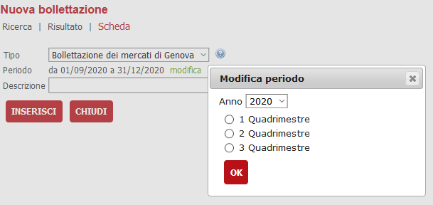 gestione bollettazione nuova periodo