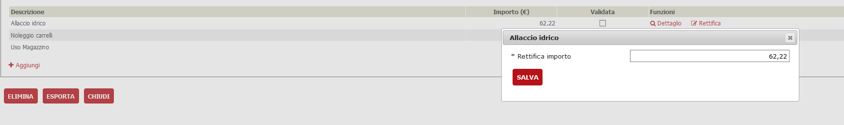 gestione bollettazione rettifica
