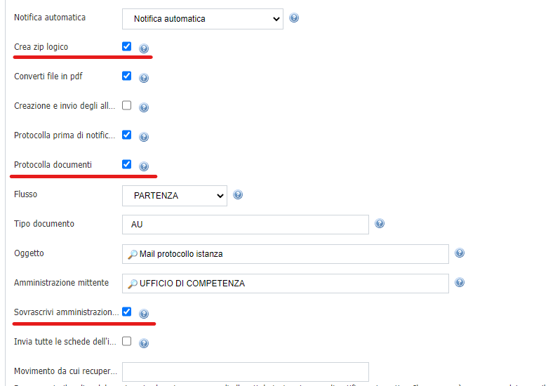 Configurazione notifiche