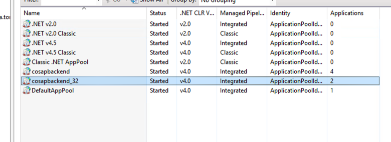 Lista Application Pools