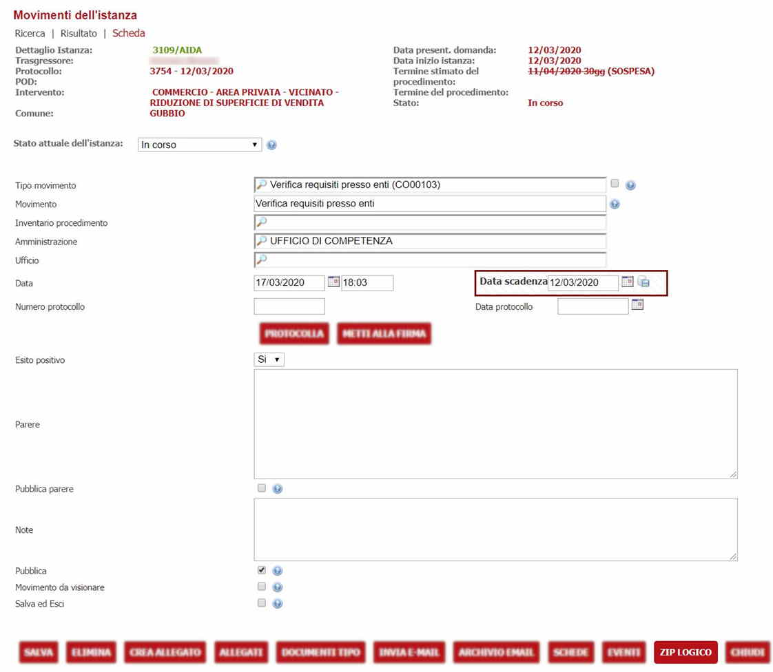 Modifica alla maschera dei Movimenti