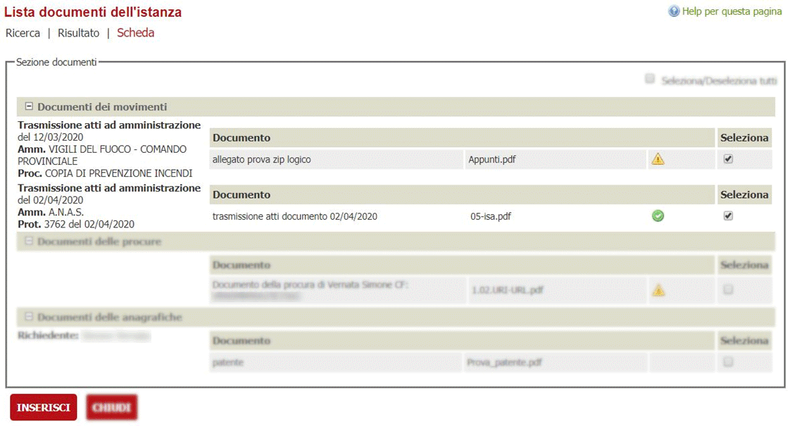 Aggiunta di un documento