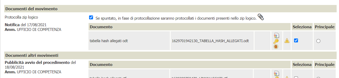 Aggiunta di un documento